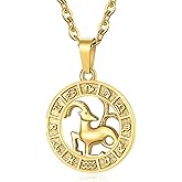GHIUYUI Zodiac Sign Pendant Necklaces for Women Men Stainless Steels Leo Constellation Horoscope Medallion Retro Celestial Astrology Jewelry