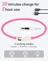 Joytale Light Up Dog Collar Rechargeable LED Night Safety Pink view 4
