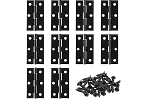Fidqiog 10 Pcs Black Door Hinges 2 inch, Stainless Steel Door Hinge with 60 Screws, Small Hinges for Jewelry, Wooden Box, Sma