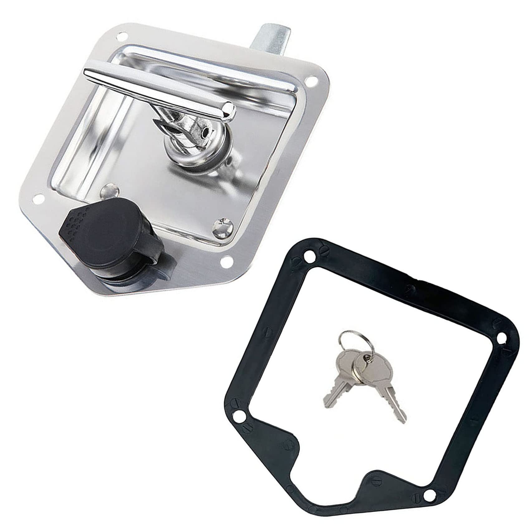 Photo 1 of 1 Pcs Stainless Steel Car Trailer Door Latch Rv Door Tool Box Lock with Gasket T-Handle Latch with Keys 304 Stainless Steel Highly Polished