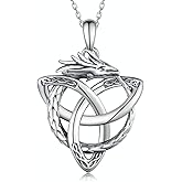 Peireara 925 Sterling Silver Dragon Pendant Necklace - Celtic Knot Jewelry Gifts for Men and Women