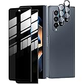 NP 2X Privacy Tempered Glass Front Screen Protector Compatible with Samsung Galaxy Z Fold 4 + 2X Camera Lens Protector [Scratch Resistant] [Bubble Free] Private Anti-Spy Black Screen Cover