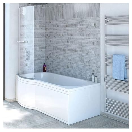 Badewanne SKALI Links + Duschkabine + Wannenschürze + Ablaufgarnitur + Wannenfüße