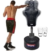 Human-Shaped Soft Feel Freestanding Punching Bag, Adjustable Dummy for Home | punching dummy,boxing bag,with gloves,Home Training,water‑fill base,durable ,PU leather,easy‑clean, lasts years,