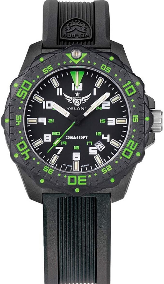 Yelang V2 2 Women T25 Tritium Luminous bar Water Resistant Sports Military Diving Rotatable Bezel Silicone Bracelet Quartz Wrist Watches Green Number Green Luminous Amazon Ca Watches