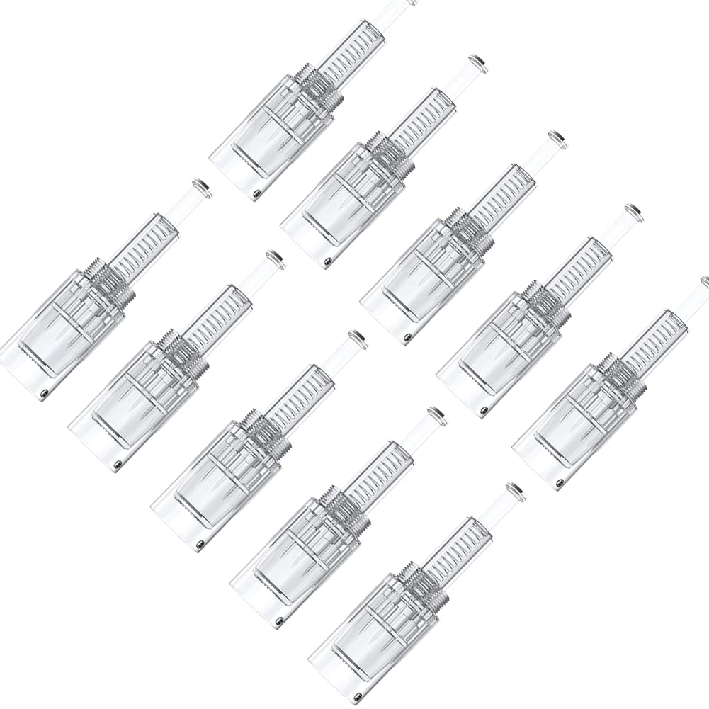 ALIWOD Round Nano Micro Needling Cartridge 10PCS for Microneedling Pen Disposable Replacement Needles Cartridges Parts Screw slot/Thread-Slot Needles Individually and Sealed Bags(Round Nano)