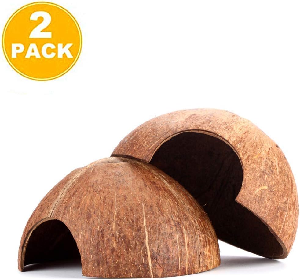 Niteangel 2 Pack Natural Coconut Reptile Hideouts Spider and Aquarium