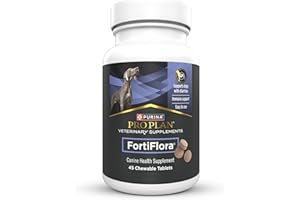 Purina Pro Plan Veterinary Supplements FortiFlora Probiotics for Dogs Chewable Tablets for Digestive Gut Health and Diarrhea - 45 ct. Canister