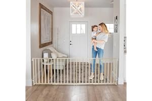 Toddleroo by North States Extra Wide Swing Wooden Gate, Fits 60"- 103" Wide. Hardware Mount. Extra Wide Baby Gate, Child Gates for Wide Openings. Made in USA (27" Tall, Sustainable Hardwood)