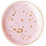 Gold Speckled Jewelry Dish | Pink Ring Holder Ceramic Tray Office Decor