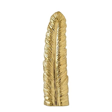 Ppyy G Vase Decoration Light Luxury Gold Plated Feather Shape Vase