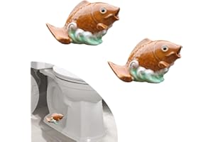 RENUIS 2 Pcs Ceramic Fish Toilet Floor Bolt Caps,Cute Fish Toilet Bowl Screw Covers,Toilet Bolt Figurine,Toilet Bowl Cap Covers,Decorative Bathroom Toilet Bolt Easy Installation