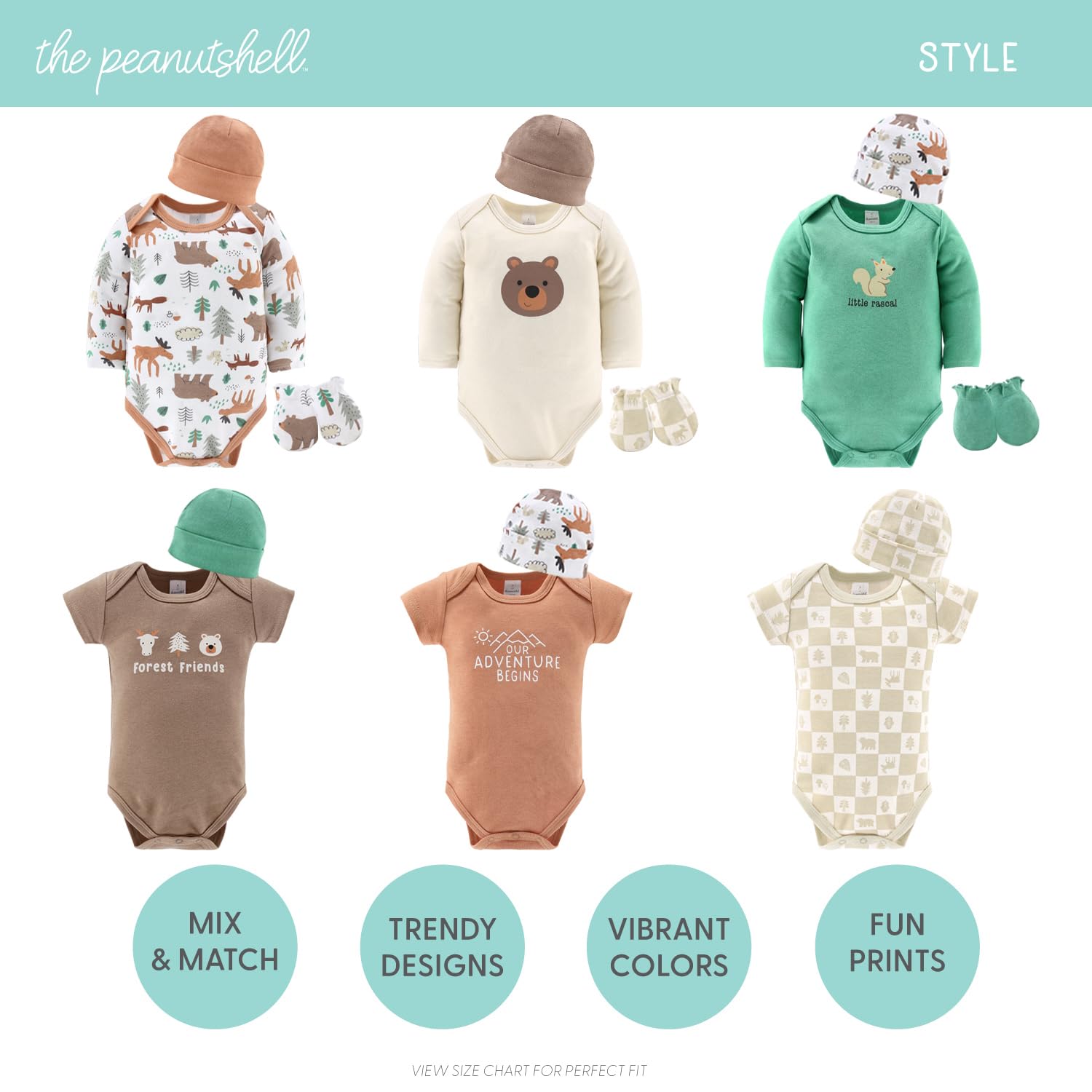 The Peanutshell Baby Layette Gift Set for Boys - 23 Piece New Born Boy Gift Set, Baby Clothes & Newborn Essentials Must Haves - Newborn Boy Clothes 0-3 Months - Wilderlust