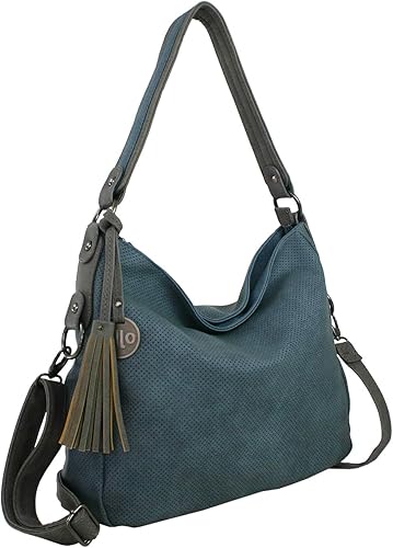 JenniferJones - Bolso bandolera para mujer, tamaño mediano, con correa y asa (azul)