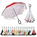Sharpty Inverted Umbrella for Women - Windproof & Reverse - Easy to Open and Close - Upside Down & C-Shaped Handle - Rain & Wind Resistant - For Travel - Wine Red