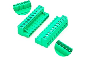 GENERIC Tcenofoxy 5.08mm Male & Female 2/3/4/5/6/7/8/9/10/11/12/13/14/15/16/18/20/24 Pin Phoenix Connector No Soldering Green PCB Screw Terminal Block Connector (1Set 5.08MF-10Pin)