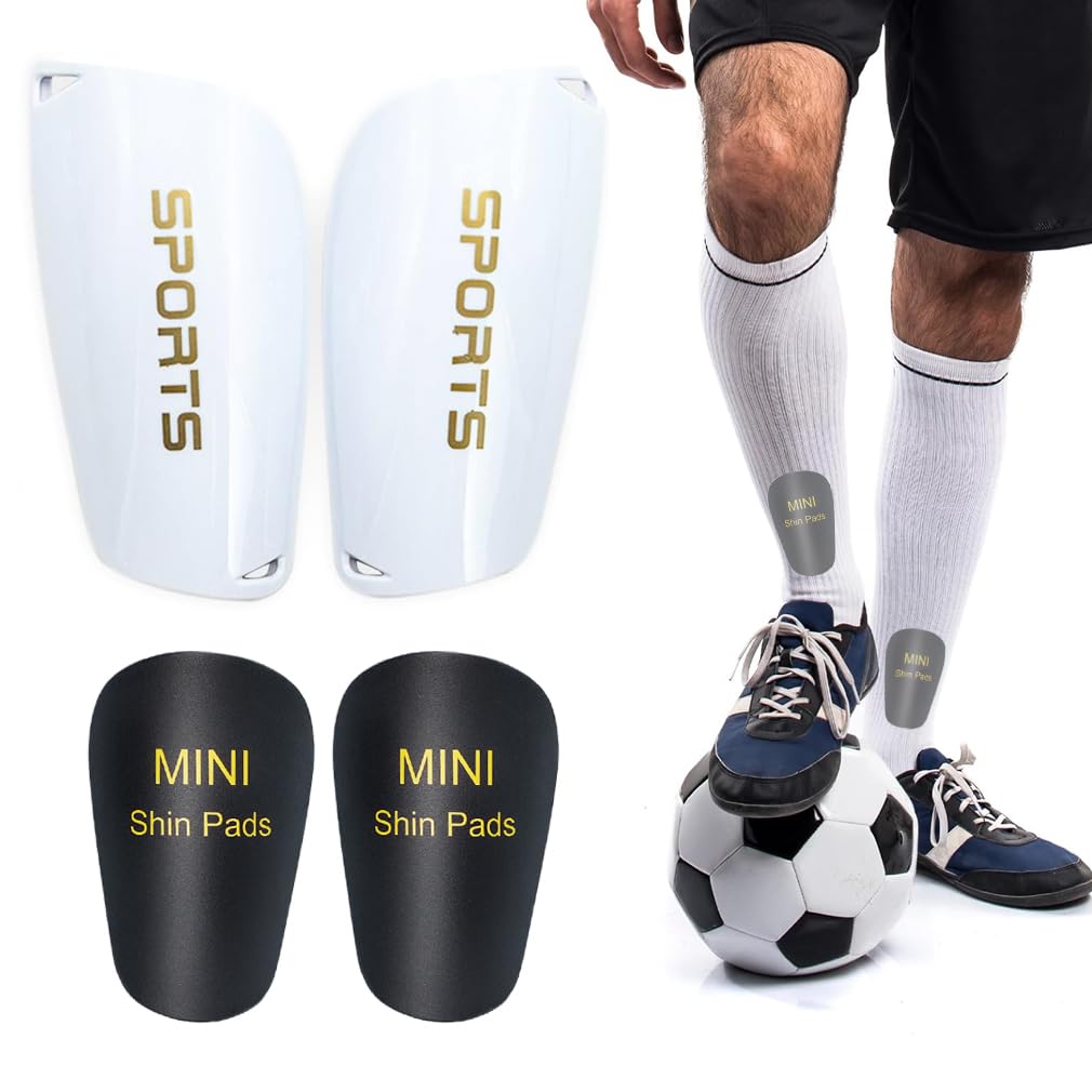 Jerxiero 2 Pairs Football Shin Pads Sizes, MINI + Youth Guards Training Protector Low Leg Soccer Leggings Plate Guards, Ultra-Lightweight, Compact & Comfortable