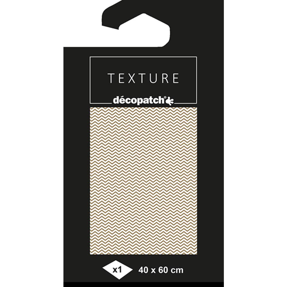 Décopatch - Ref TD780C - Texture Collection - White & Gold Zigzag Pattern - Contains 1 Sheet of 40 x 60cm Textured Paper, Foil Printing for Metallic Effects