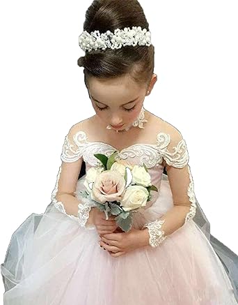Amazon Com Adela Applique Lace Tulle Children Wedding Dresses