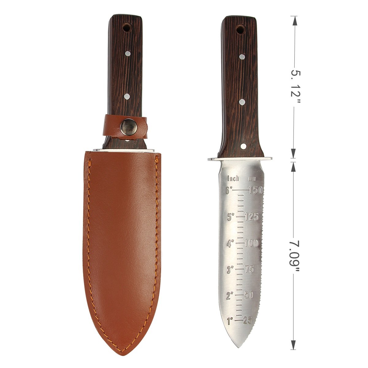 Hori Hori Garden Knife with FREE Diamond Sharpening Rod, Ideal