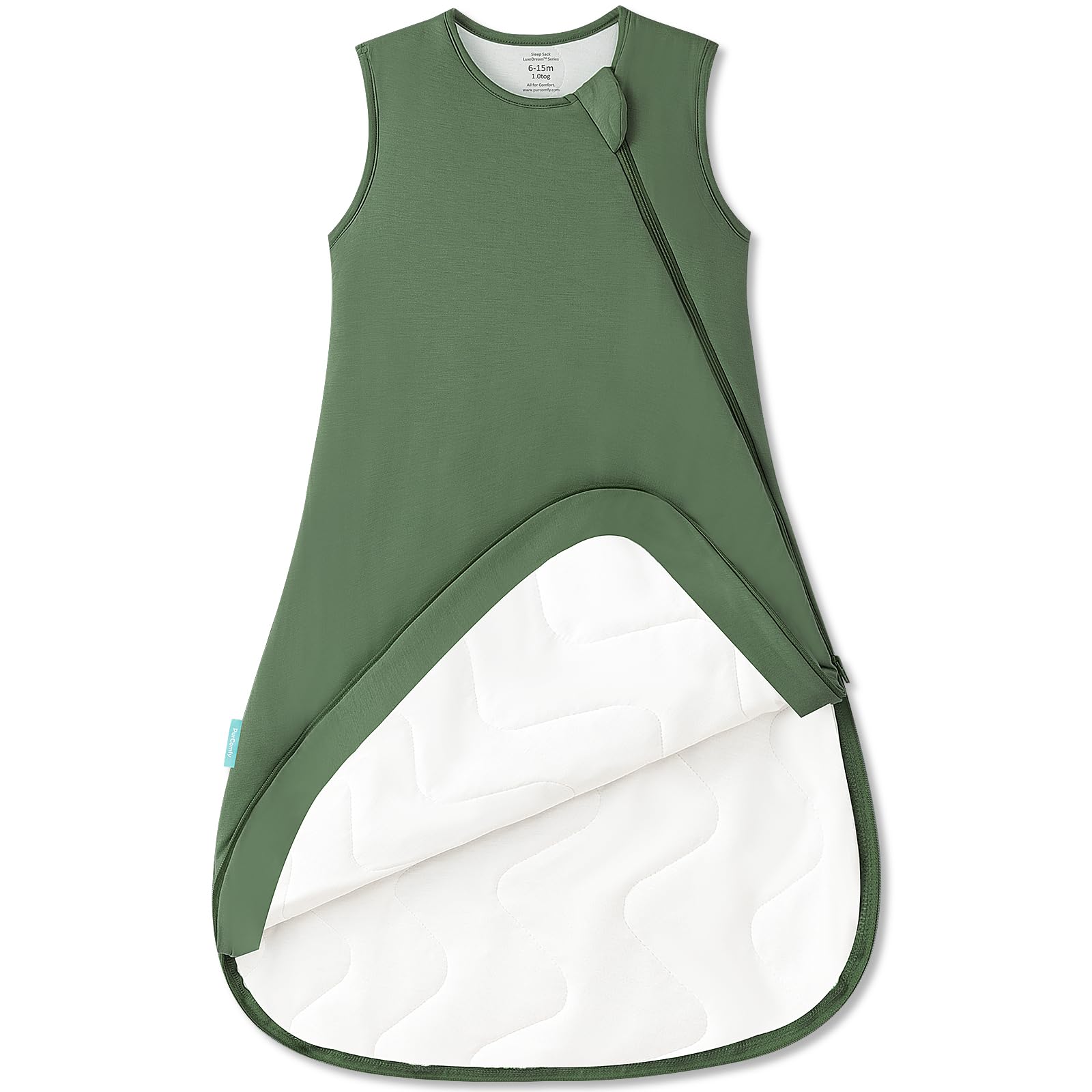 Photo 1 of PurComfy Supersoft Sleep Sack 1.0 TOG, Premium Bamboo Viscose Baby Sleeping Bag, 2-Way Safe Zipper Sleep Sacks 15-24 Months (Forest)