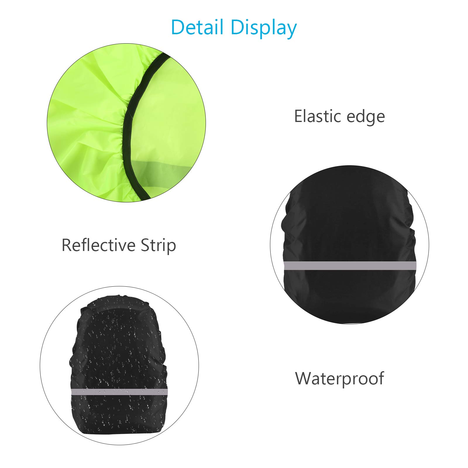 TAZEMAT 3 Pack Backpack Rain Cover Rucksack Waterproof Cover with Reflective Strip Hiking Riding Traveling Camping Rainproof Bag Covers Protector for Outdoor Activities(18-55L)