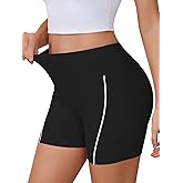 KORSIS Womens Biker Shorts Elastic 4.5" High Waisted Athletic Tummy Control Workout Fitness Running Yoga with Contrast Trim