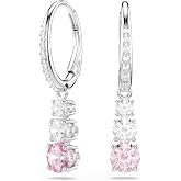 Swarovski Stilla Attract Drop Earrings, Round Cut, Pink, Rhodium Finished