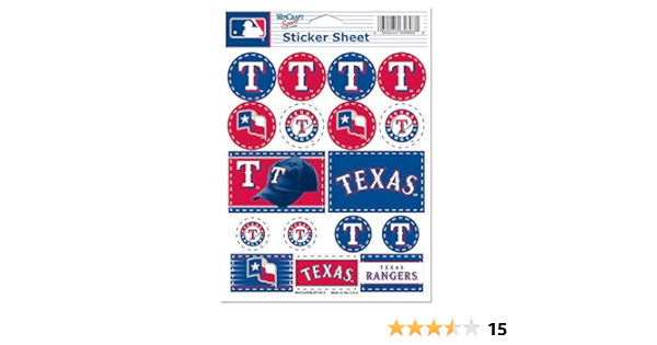 amazon com wincraft mlb texas rangers vinyl sticker sheet 5 x 7 sports fan wall decor stickers sports outdoors