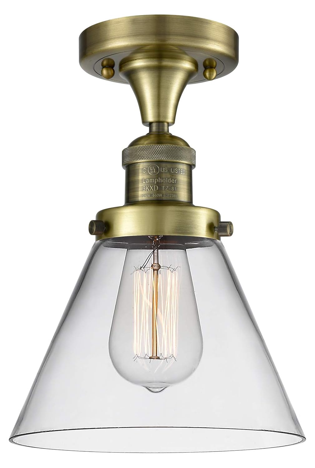 1 Light Vintage Dimmable Led Flush Mount Antique Brass Amazon Com