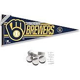 WinCraft Milwaukee Brewers Pennant Banner and Wall Tack Pads
