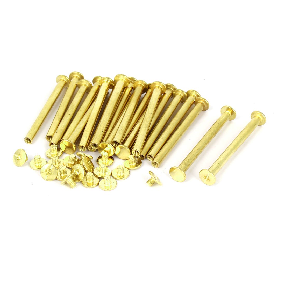 Sourcingmap 5mmx55mm Brass Plated Chicago Screws Binding Posts Docking Rivet 20pcs