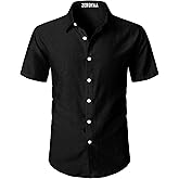 ZEROYAA Men's Casual Short Sleeve Button Down Shirt Vacation Beach Summer Lightweight Textured Shirts