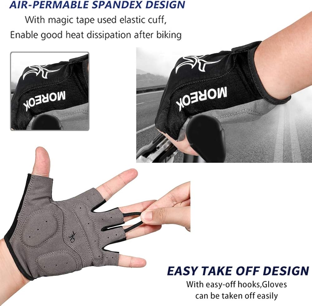 MOREOK Cycling Gloves Mountain Bike Gloves 5MM SBR Pad Shock-Absorbing Anti- Slip Breathable MTB DH Road Bicycle Gloves for Men Women : Clothing