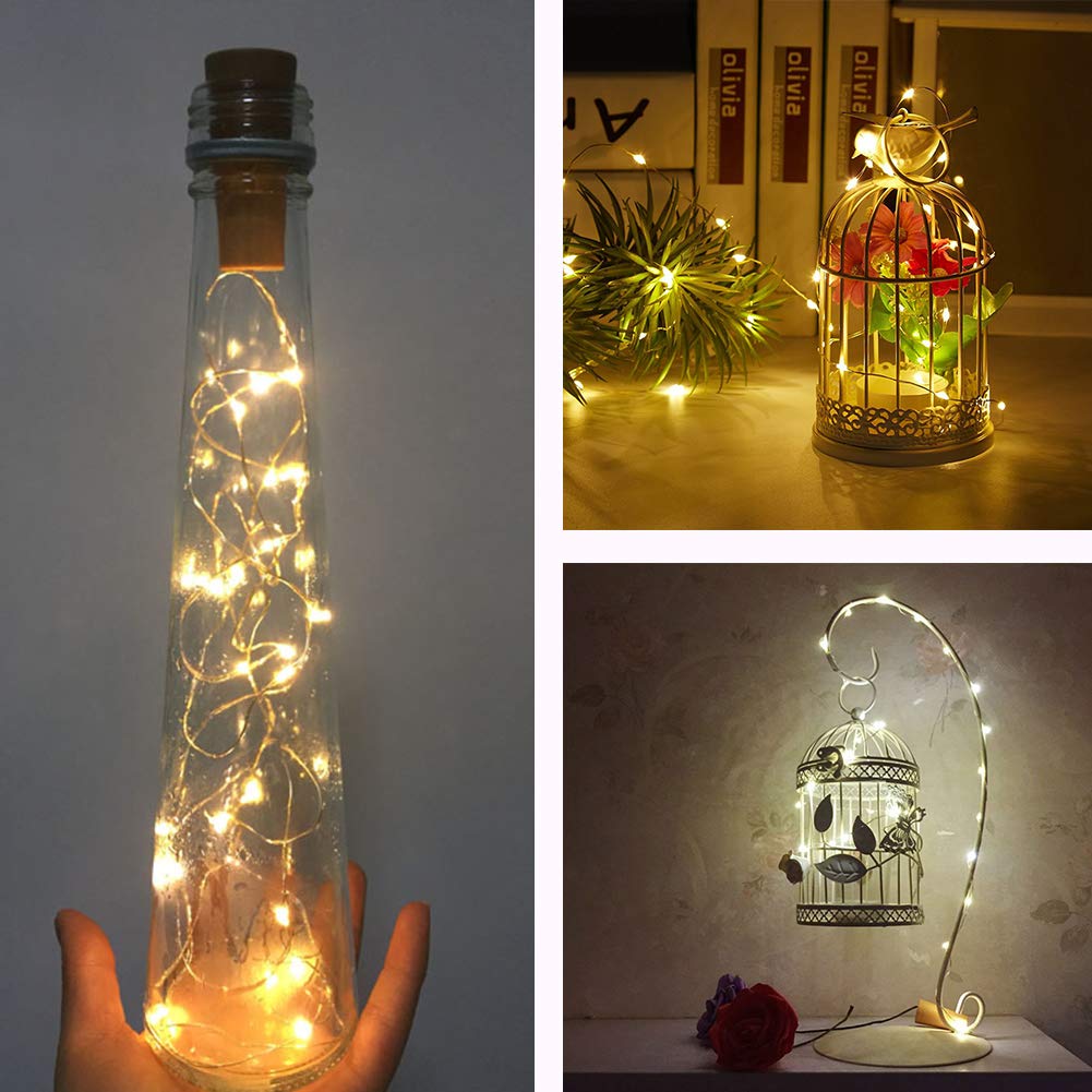 10 Stück LED Flaschenlicht, Evilto 2M Flaschen Lichterkette LED Weinflasche Nachtlicht Flaschenleuchte LED Beleuchtung Kork Lampe für Hochzeit Party Weihnachten, Halloween Deko Wamweiß.
