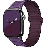 Magnetic Silicone Compatible with Apple Watch Band Ultra 2 &Ultra 49mm 46mm 45mm 44mm 42mm 41mm 38mm for Woen men, Magnetic Silicone Soft Adjustable Wristband Replacement Strap for iWatch Series 10 9 8 7 6 5 4 3 2 1 SE (Plum/Berry Purple, 38/40/41/42mm(Series 10))
