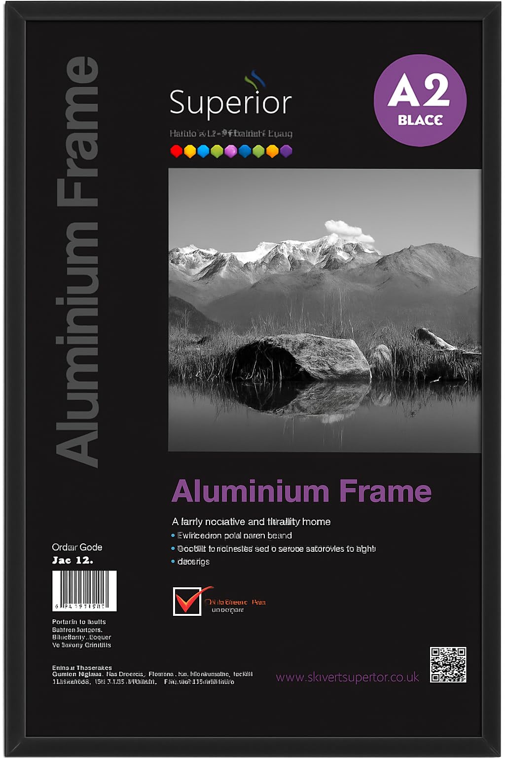 Stewart Superior A2 Aluminium Picture Frame, Portrait or Landscape Format, Plexiglass Safety Glass with a Black Finish — image 1