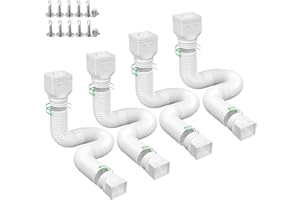 Ogutter Rain Gutter Downspout Extensions, Downspout Extender for Rainwater Drainage Flexible, Down Spout Drain Extension Pipe and Extendable from 21 to 66 Inches (4 Pack, White)