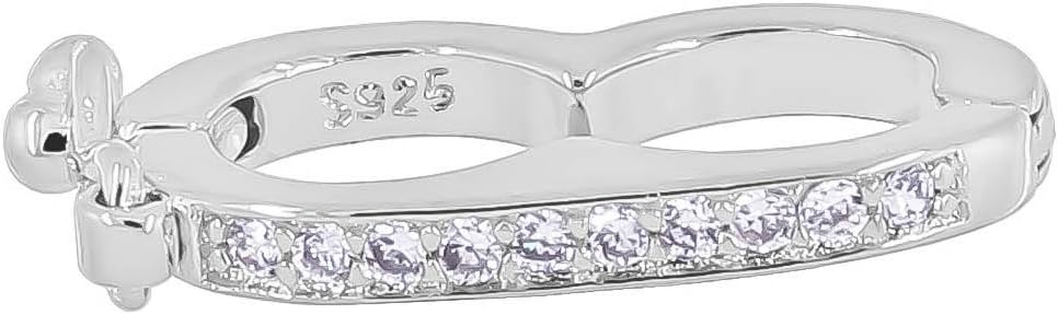 Sterling Silver CZ Peanut Shortener Pearl Enhancer Push Clasp with Secure Lock
