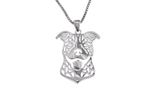 GINGER LYNE COLLECTION Pitbull Dog Sterling Silver Necklace for Women Dangle Earrings Set by Ginger Lyne Ears Down Puppy Dog Pet Pendant Box Chain Doggie Animal Paw Print Heart Jewelry for Pit Bull Mom