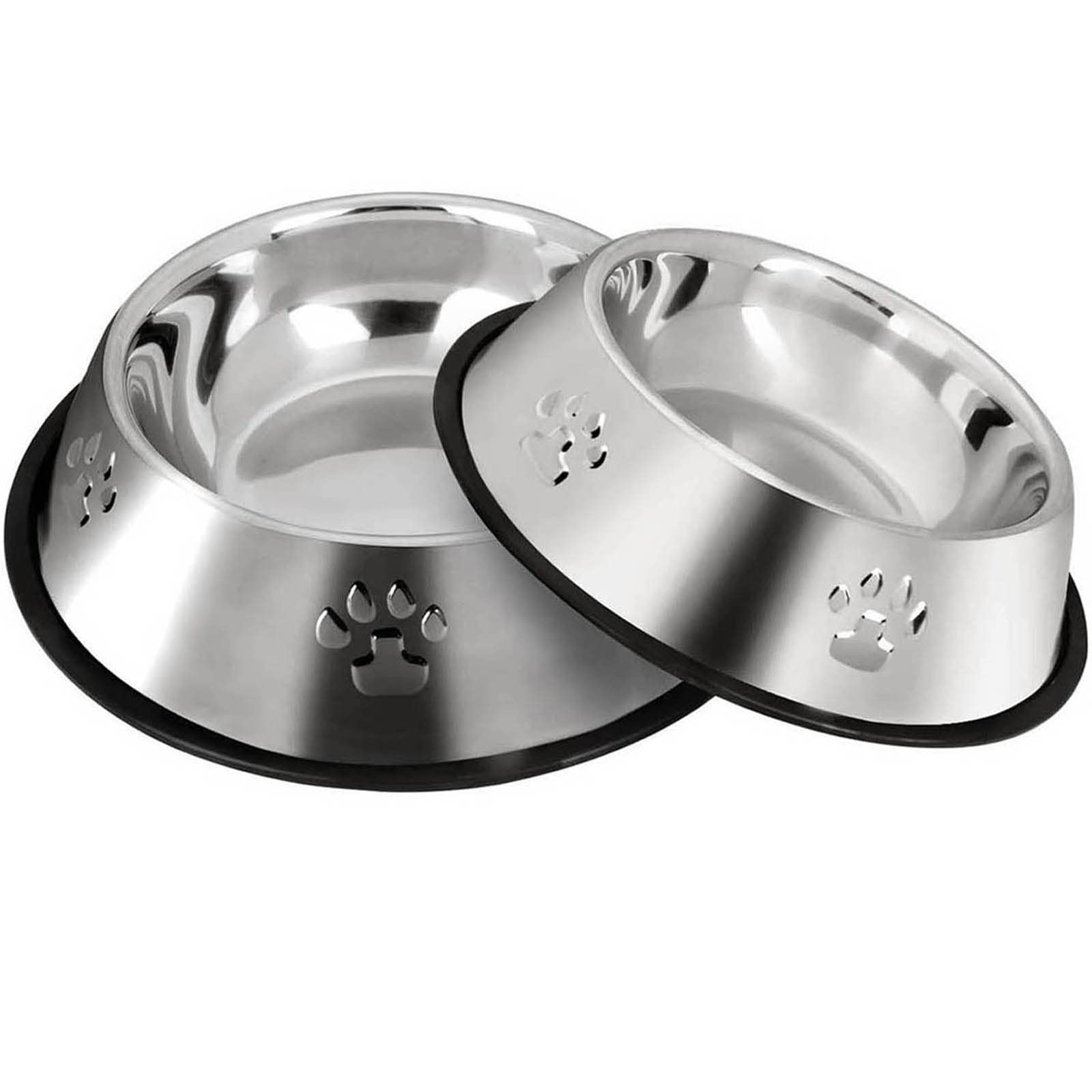 SUOXU Stainless Steel Cat Bowls,Cat Feeding Bowls,Kitten Plate Bowls With Non-slip Rubber Bases, Small Pet Feeder Bowls And Water Bowls,Pack of 2