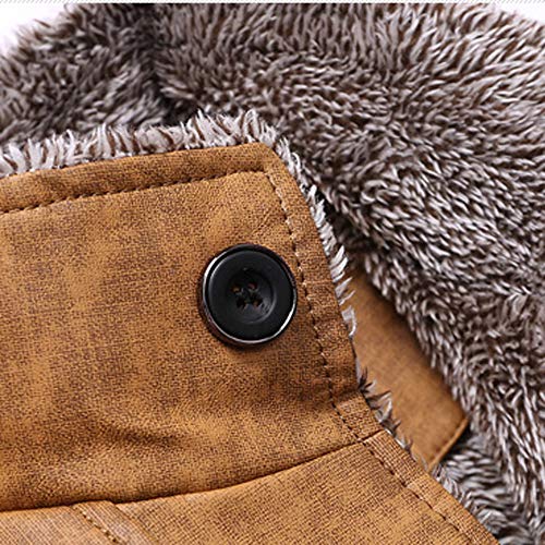 Clearance Sale! Sunyastor Mens Casual Stand Collar Button Thermal Leather Coats Button Cardigan Plus Velvet Warm Jackets