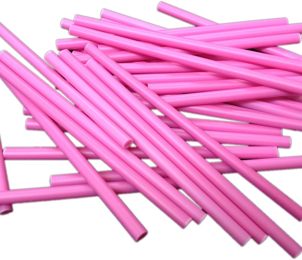 50 114mm (4.5") Pink Plastic Lollipop Sticks for Cake Pops Lollies and Craft Projects