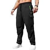 XYXYING Men's Cargo Pants with Drawstring Elastic Waistband & Large Pockets, Casual Pants for Hiking Jogging