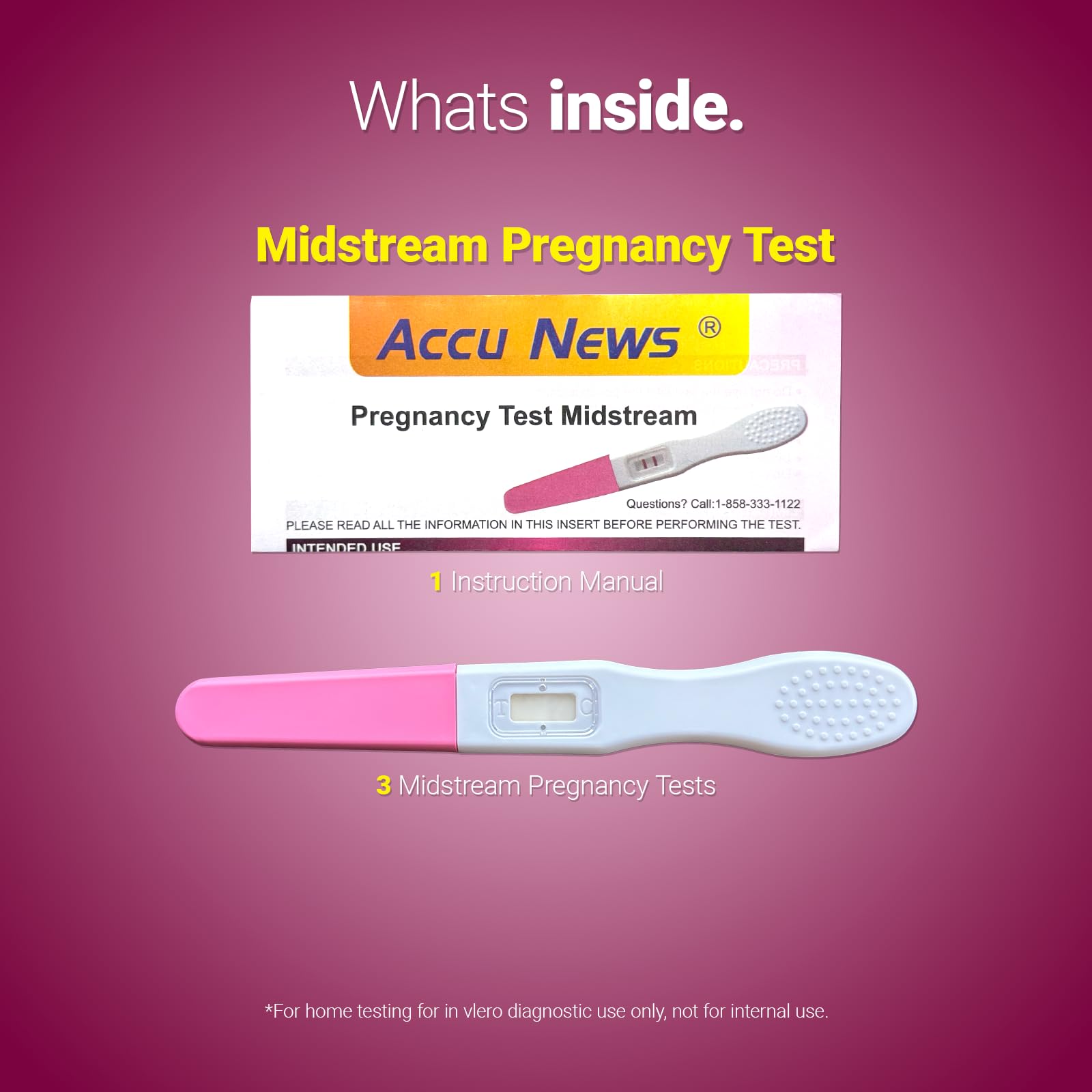 Pregnancy Test Midstream hCG Pregnancy Test Strips Kit, Early Home Detection, Rapid & Easy, Clear Result, Over 99% Accuracy, Individually Wrapped (3 Tests)