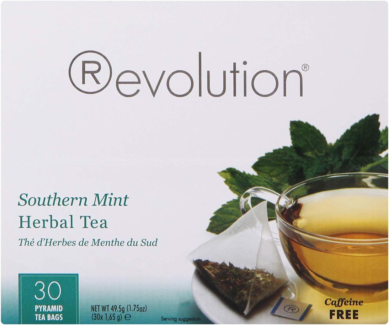 Revolution Tea -Southern Mint Herbal Tea | Premium Full Leaf Infuser Teabags - Headache Soother (30 Bags)