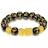 IENRGJ Feng Shui Pixiu Wealth And Luck Bracelet, Pi Xiu Good Luck Bracelets, Fengshui Black Obsidian Wealth Bracelet for Men Women, Can Bring Luck and Prosperity, Suitable for Any Occasion