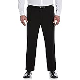 Savane Mens Big & Tall Performance No Iron Double Pleated Gabardine Pants with Expandable Waistband