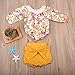 Baby Girls Long Sleeve Princess Floral Romper+ Suspenders Short Pants Overall Jumpsuit Outfit (0-6 Months, Yellow)