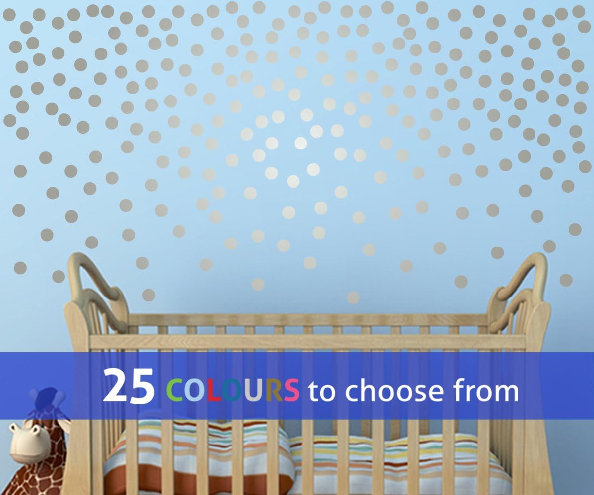 TopZog Set of 120 POLKA DOTS wall art sticker decal, confetti dots, spots, for baby boys, girls nursery, kids bedroom, laptop, SILVER (METALLIC), 2 INCH (5 cm) each